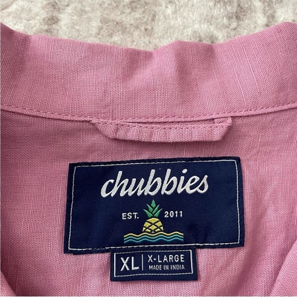 Chubbies Magnolia Linen Cotton Sunday Shirt Button Front Short Sleeve XL New - Picture 2 of 5